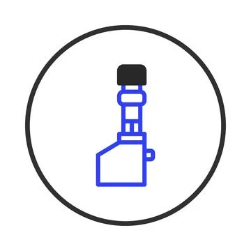 Simplified schematic visualization depicting a blue adjustable component en.. Stock Illustration