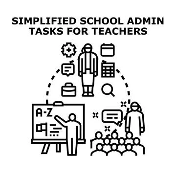 Simplified school administration tasks for teachers concept Stock Illustration