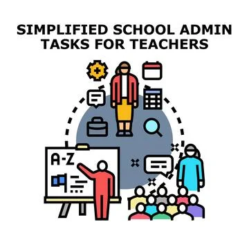Simplified school administration tasks for teachers concept Stock Illustration