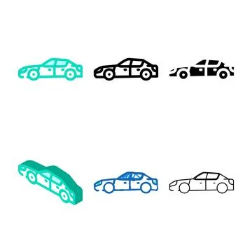 Simplified sedan car body type color icon vector Stock Illustration