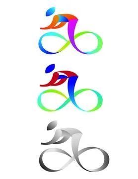 Simplified shape of moving bicycle racer to abstract elements Stock Illustration