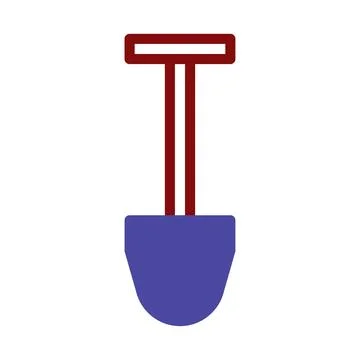 Simplified shovel icon design with bold lines and contrasting color palette Stock Illustration