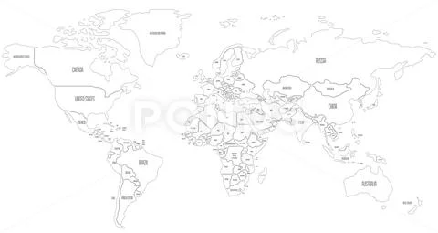 Simplified smooth border World map ~ Clip Art #153666871