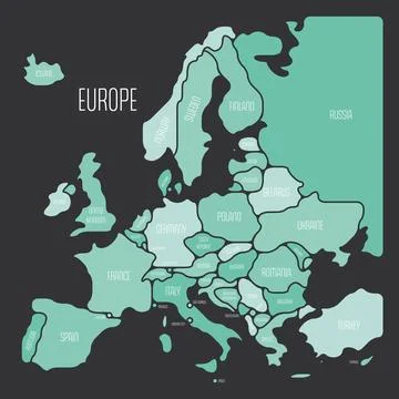 Simplified smooth map of Europe Stock Illustration