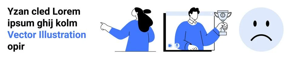 Simplified Vector Artwork Featuring Various Emotions and Achievements Stockillustratie