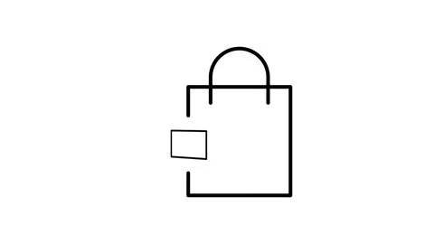 Simplified vector illustration of a shopping bag icon, symbolizing commerce.. Stock Footage 332759188