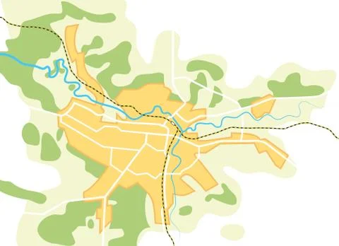 Simplified vector map of the city II 스톡 일러스트