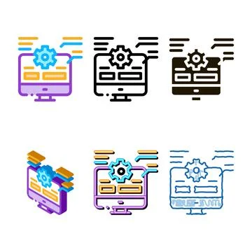 Simplified web site technician characteristics icon vector outline Stock Illustration