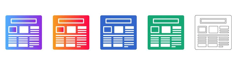 Simplified Website Layout or Grid Design Graphic Set 스톡 일러스트