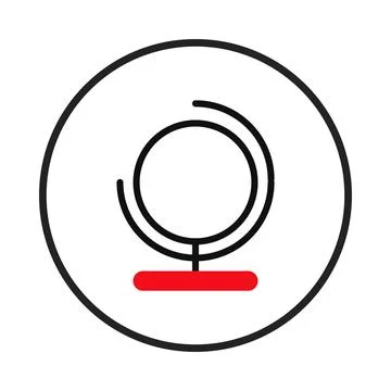 Simplified world globe icon design in black white and red color, representi.. Stock Illustration