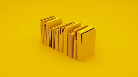 Simplified Yellow Stack of Books. 3d illustration Stock Photos