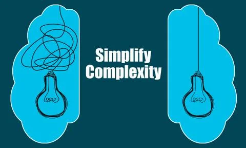 Simplify complexity with light bulbs idea concept Stock Illustration