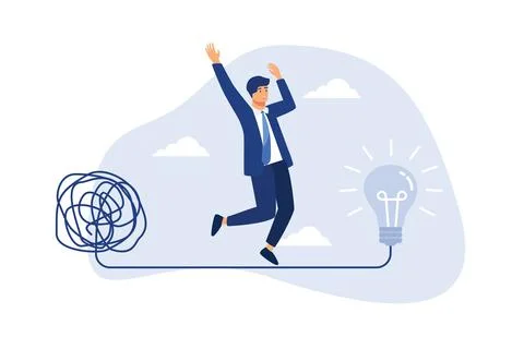 Simplify idea to find solution, thinking process or creativity to solve probl Stock Illustration