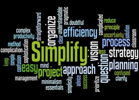 Simplify, word cloud concept Stockillustratie
