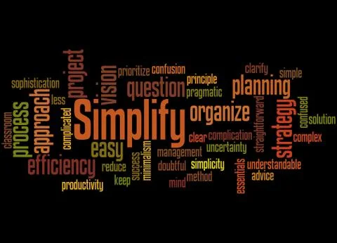 Simplify, word cloud concept Stock Illustration