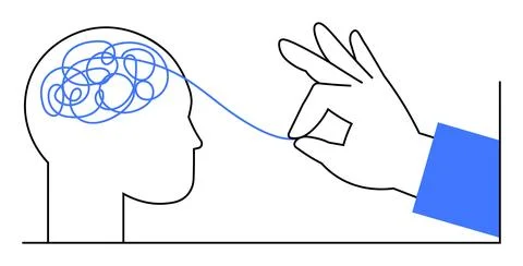 Simplifying Complex Thoughts Untangling the Mind for Clarity and Focus Illustrazione stock