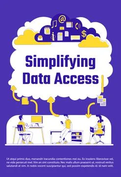 Simplifying data access poster flat silhouette vector template 스톡 일러스트