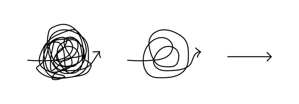 Simplifying graphic icons. Simplifying the complex. Concept of icon line styl Illustrazione stock