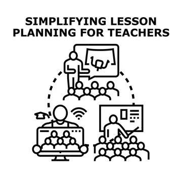 Simplifying lesson planning for teachers concept Stock Illustration