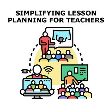 Simplifying lesson planning for teachers concept Stock Illustration