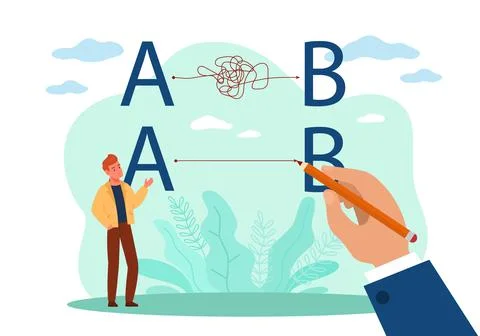 Simplifying the solution of complicated tasks. Simple and difficult way Stockillustratie