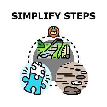 Simplifying steps vector illustration for problem solving Stock Illustration