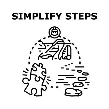 Simplifying steps vector illustration for problem solving Stock Illustration