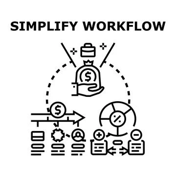 Simplifying workflow process creating business efficiency and profit Stock Illustration