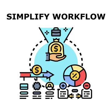 Simplifying workflow process creating business efficiency and profit Ilustración de archivo