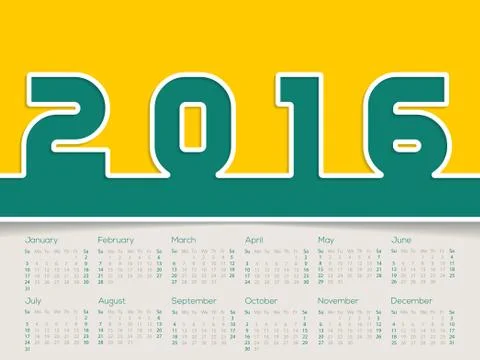 Simplistic 2016 calendar Stock Illustration