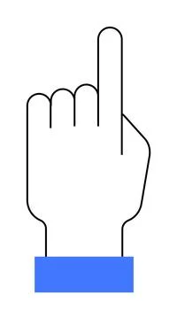 A simplistic artwork of a hand with the index finger raised, outlined in blac 스톡 일러스트