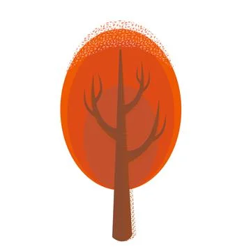 Simplistic autumn tree illustration with orange foliage and brown trunk 스톡 일러스트