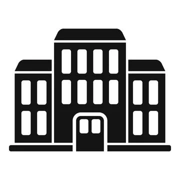 Simplistic black and white icon of a contemporary city building Ilustración de archivo