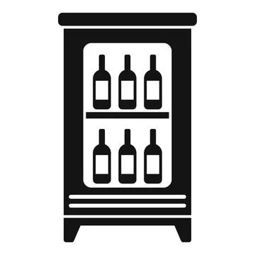 Simplistic black and white vector design of a wine cooler with bottles Stock Illustration