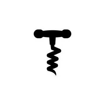 Simplistic black corkscrew vector icon for kitchenware and bar themes Stock Illustration