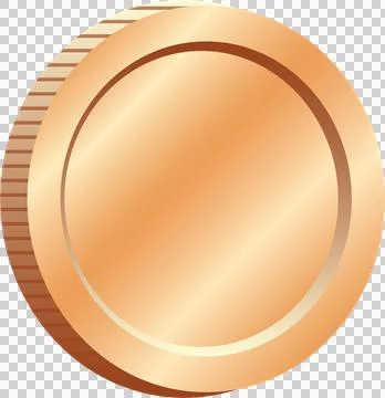 A simplistic bronze-colored coin with a smooth surface, showcasing potentia.. Stock Illustration