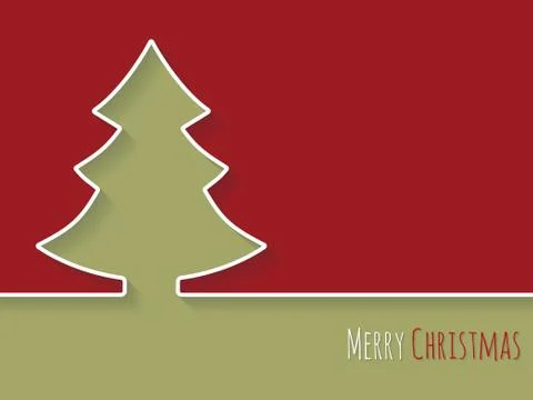 Simplistic christmas greeting with white tree Stock Illustration