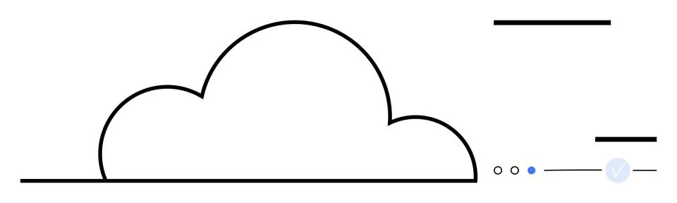 Simplistic Cloud Outline with Minimalist Geometric Lines and Dots Illustrazione stock