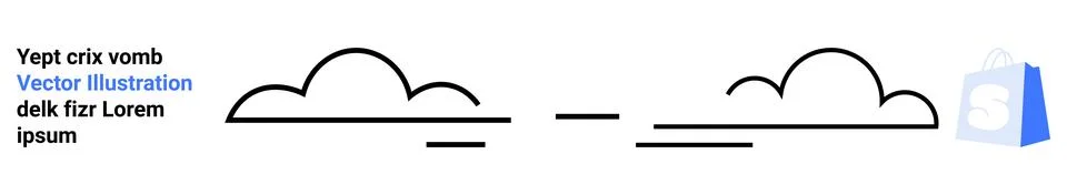 Simplistic Cloud Vector with Geometric Lines and E-Commerce Logo 库存插图