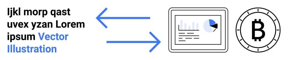 Simplistic Cryptocurrency Exchange Concept with Bitcoin Symbol and Data Chart Illustrazione stock