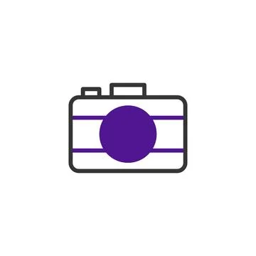 Simplistic depiction of camera with purple lens perfect for photography rel.. Stock Illustration