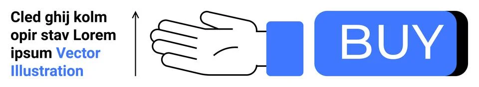 Simplistic Design of Hand Pointing to Buy Button with Placeholder Text Stock Illustration