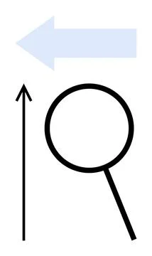 Simplistic Elements Arrow, Magnifying Glass, and Upward Arrow Creating Dyna.. Stock Illustration