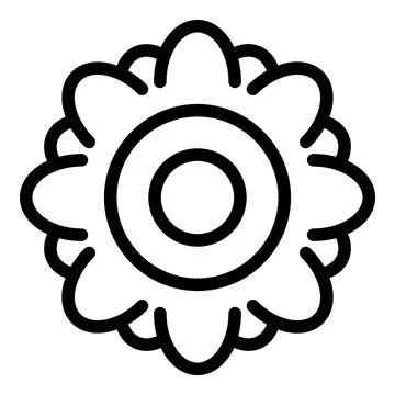 Simplistic floral line art icon Stock Illustration