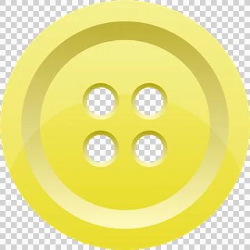 A simplistic, glossy yellow sewing button with four holes, ideal for crafts.. Stock Illustration