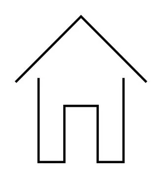 Simplistic House Outline with Black Lines Depicting Basic Structure of Home Illustrazione stock