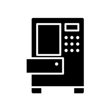 Simplistic Icon of a Vending Machine with Drawer and Button Interface Ilustração Stock
