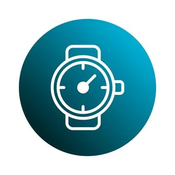 A simplistic illustration featuring a white wristwatch icon against a gradi.. Stock Illustration