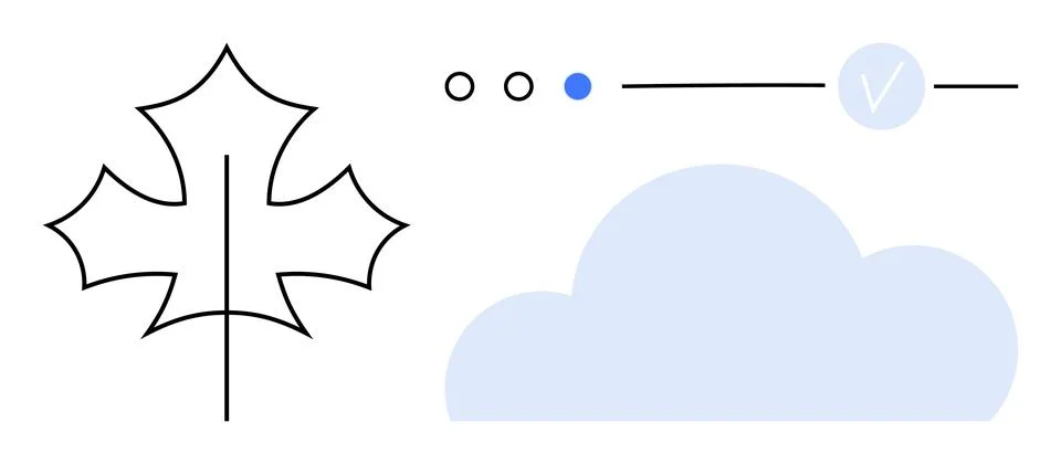 Simplistic Leaf, Cloud, and Interface Elements in Minimalist Design Style Stock Illustration