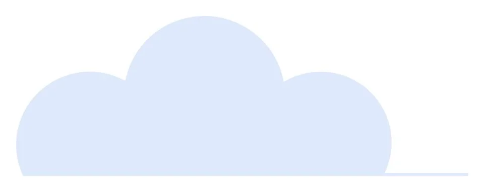 Simplistic Light Blue Cloud on White Background with Subtle Shadow Illustrazione stock